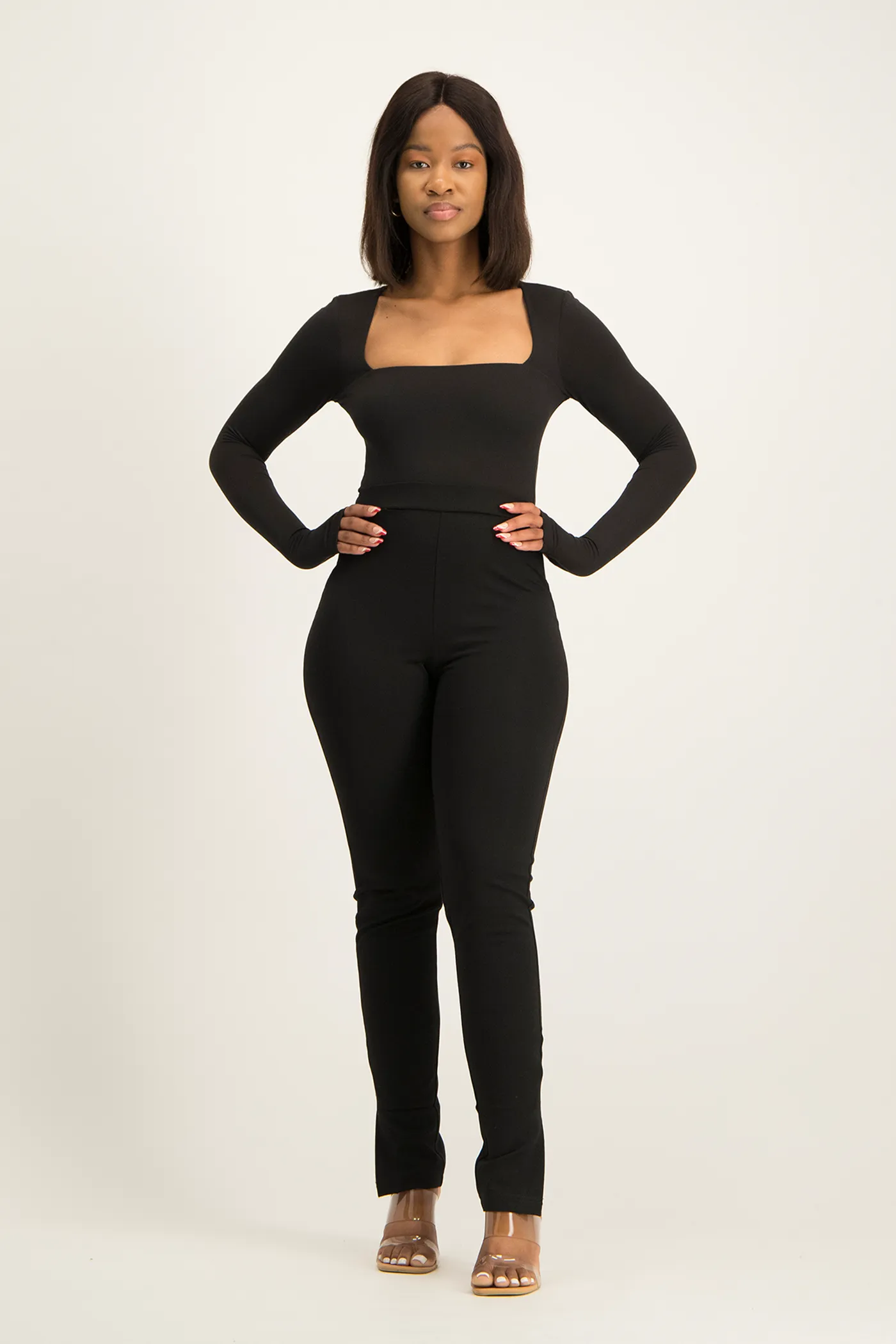 Giana Square Neck Bodysuit - Black