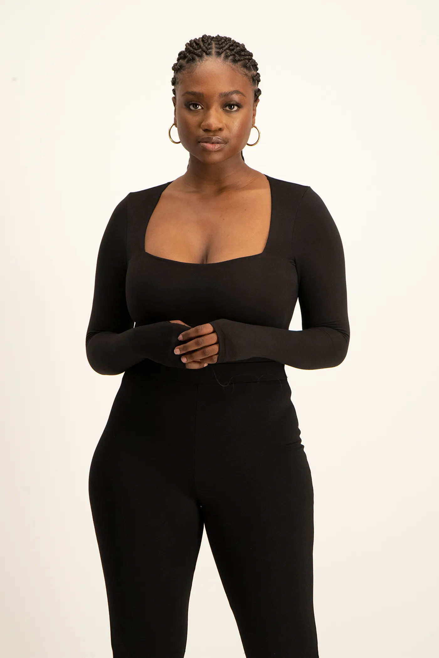 Giana Square Neck Bodysuit - Black