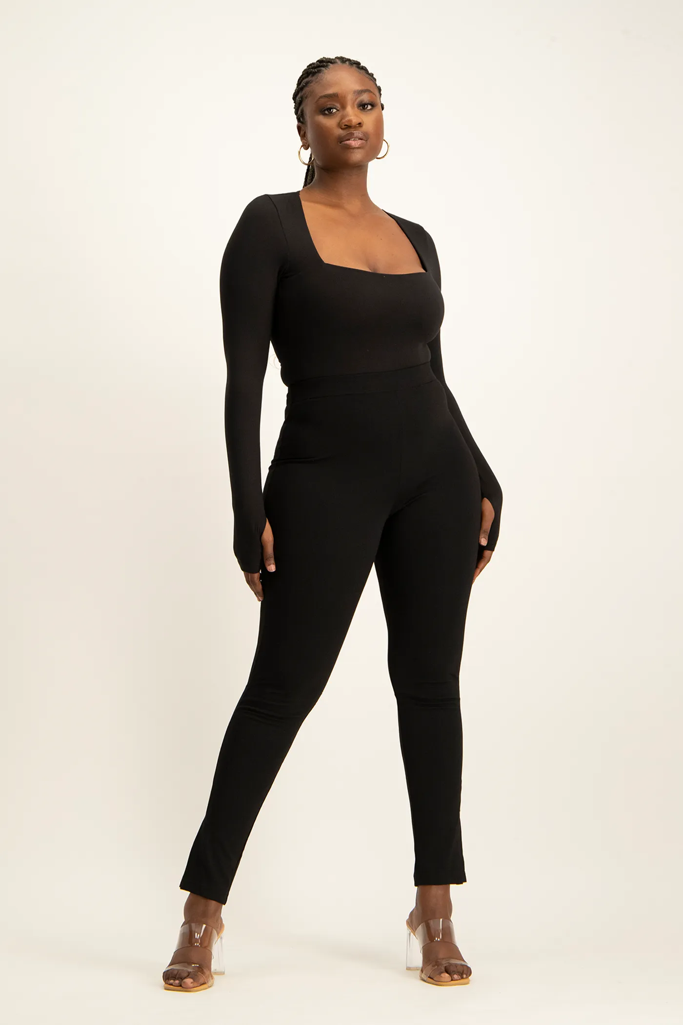 Giana Square Neck Bodysuit - Black