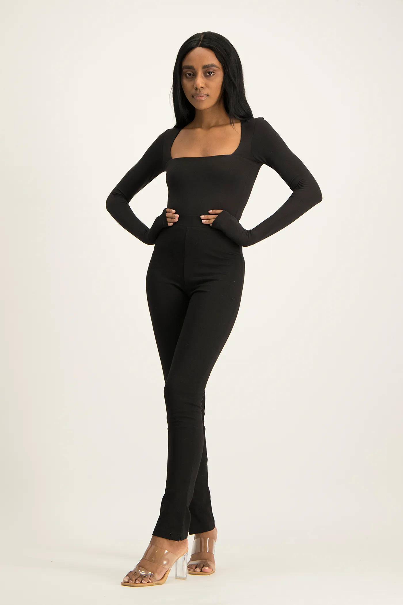 Giana Square Neck Bodysuit - Black