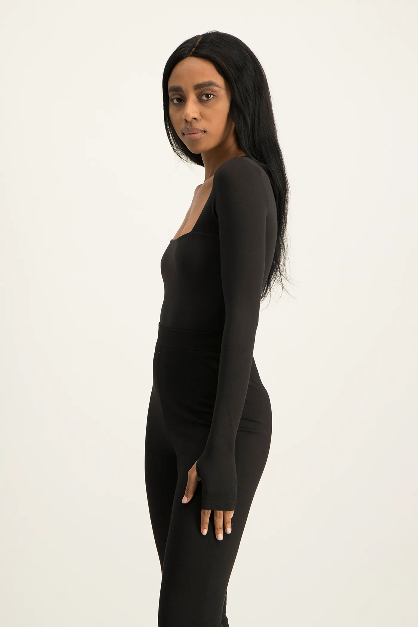 Giana Square Neck Bodysuit - Black