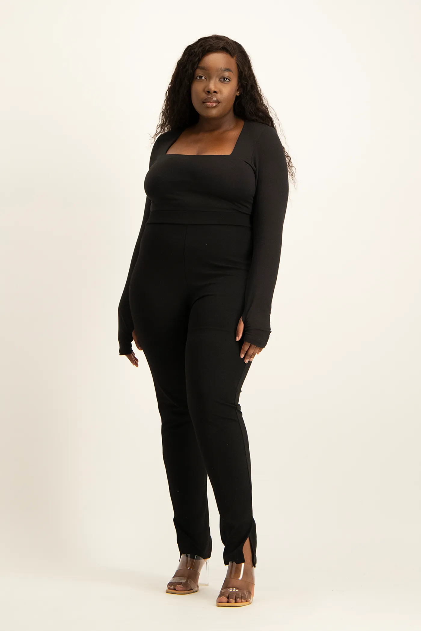 Giana Square Neck Bodysuit - Black