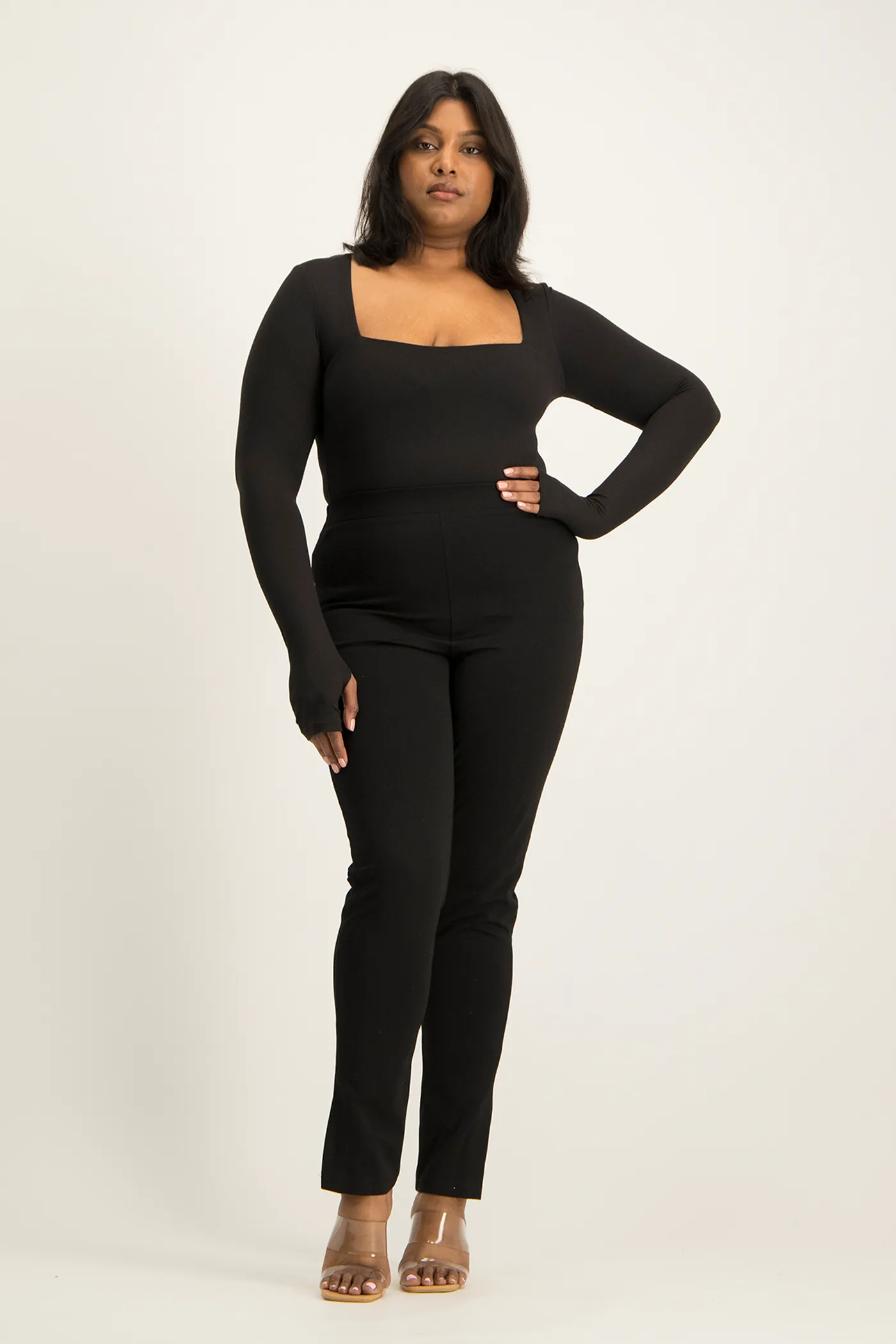 Giana Square Neck Bodysuit - Black