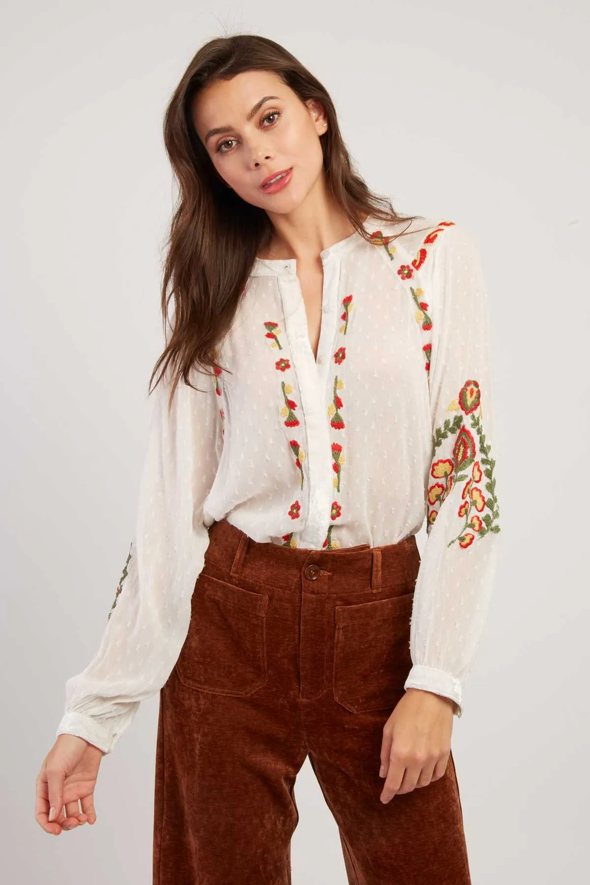 Haiti Embroidered Blouse - Ecru