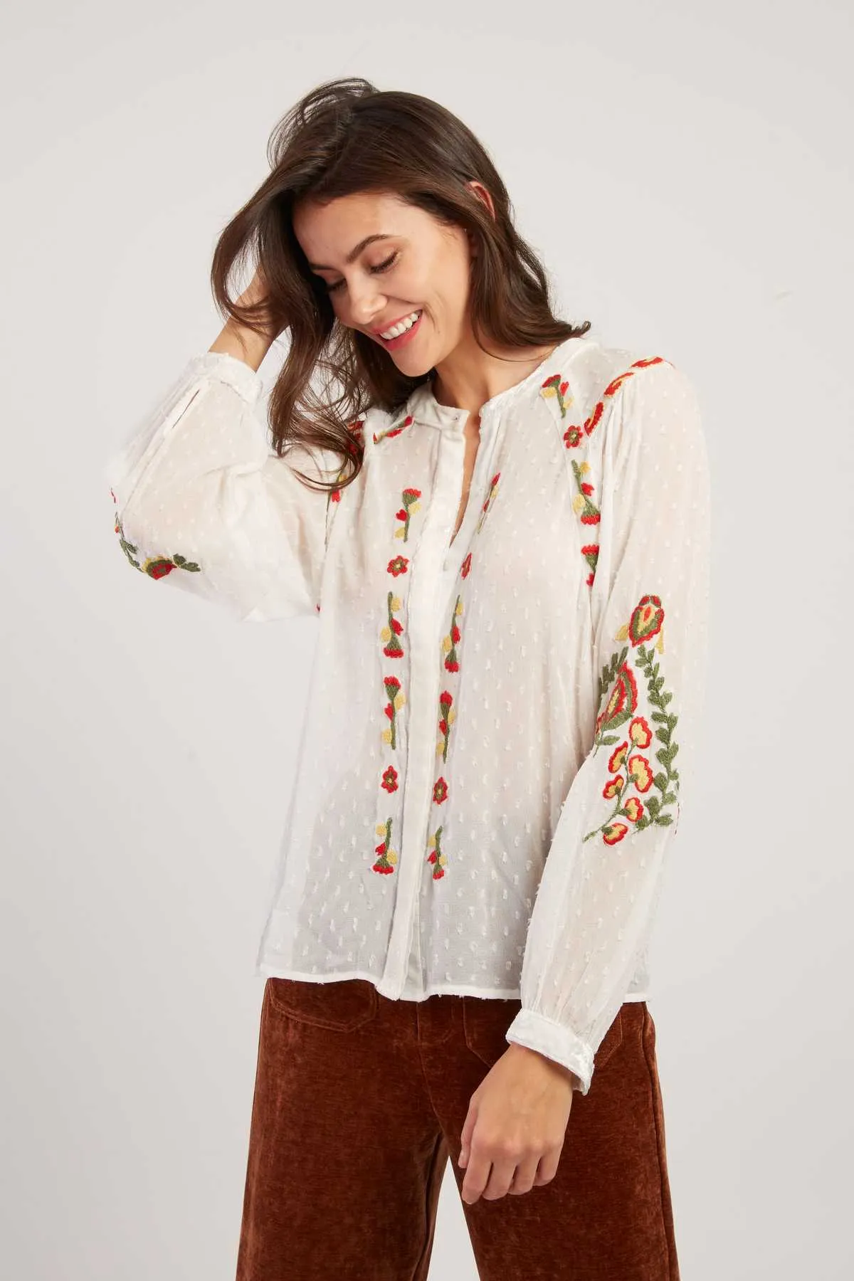 Haiti Embroidered Blouse - Ecru