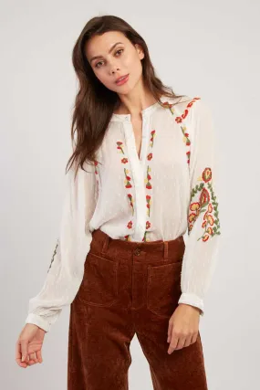 Haiti Embroidered Blouse - Ecru