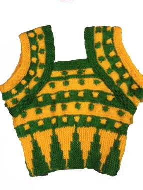 Handmade Woolen blouse for Ladies yellow and green color combination