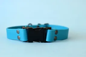 HARDWARE RETIREMENT SALE - Lagoon & Black Biothane Dog Collar