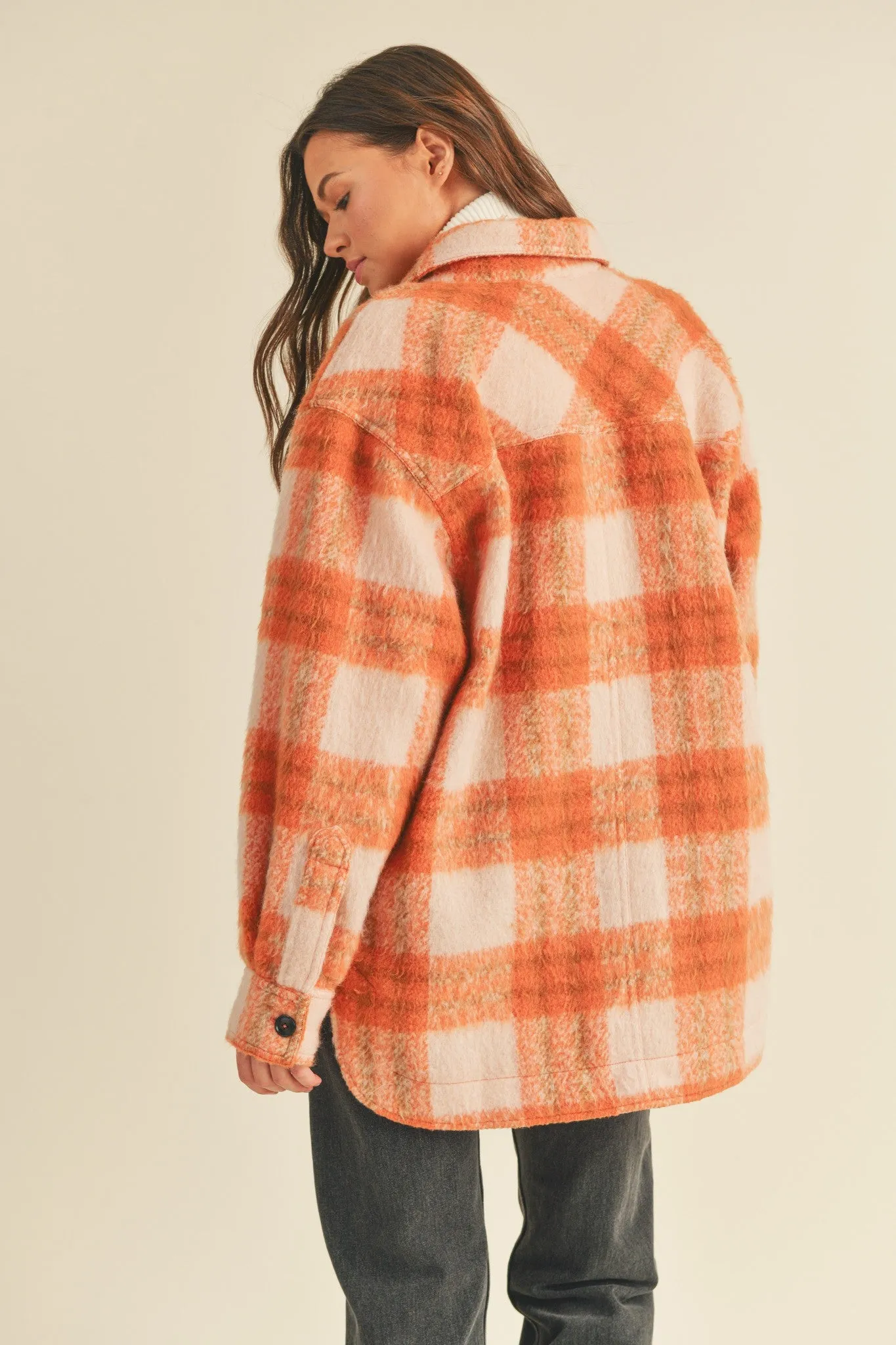 Harlow Brushed Oversized Shacket - Orange