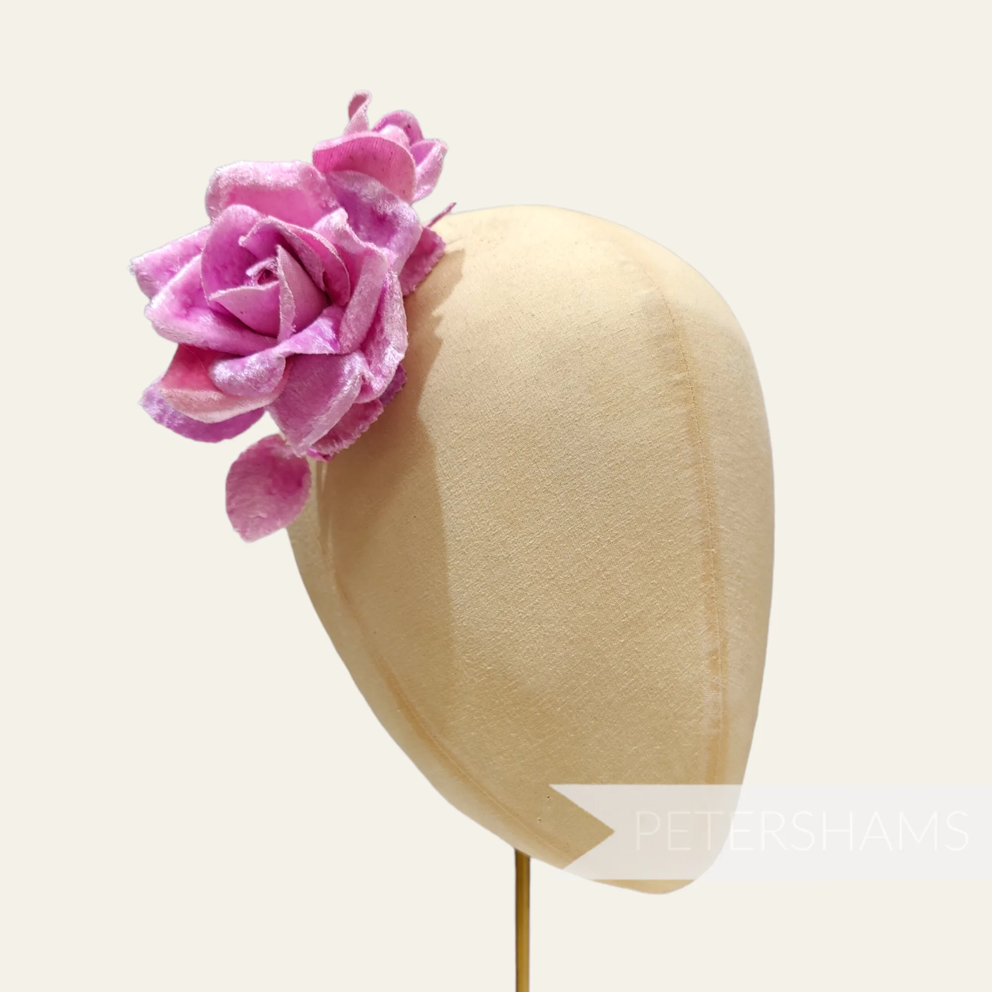 'Harmoni' Velvet Rose Wired Millinery Flower Hat Mount