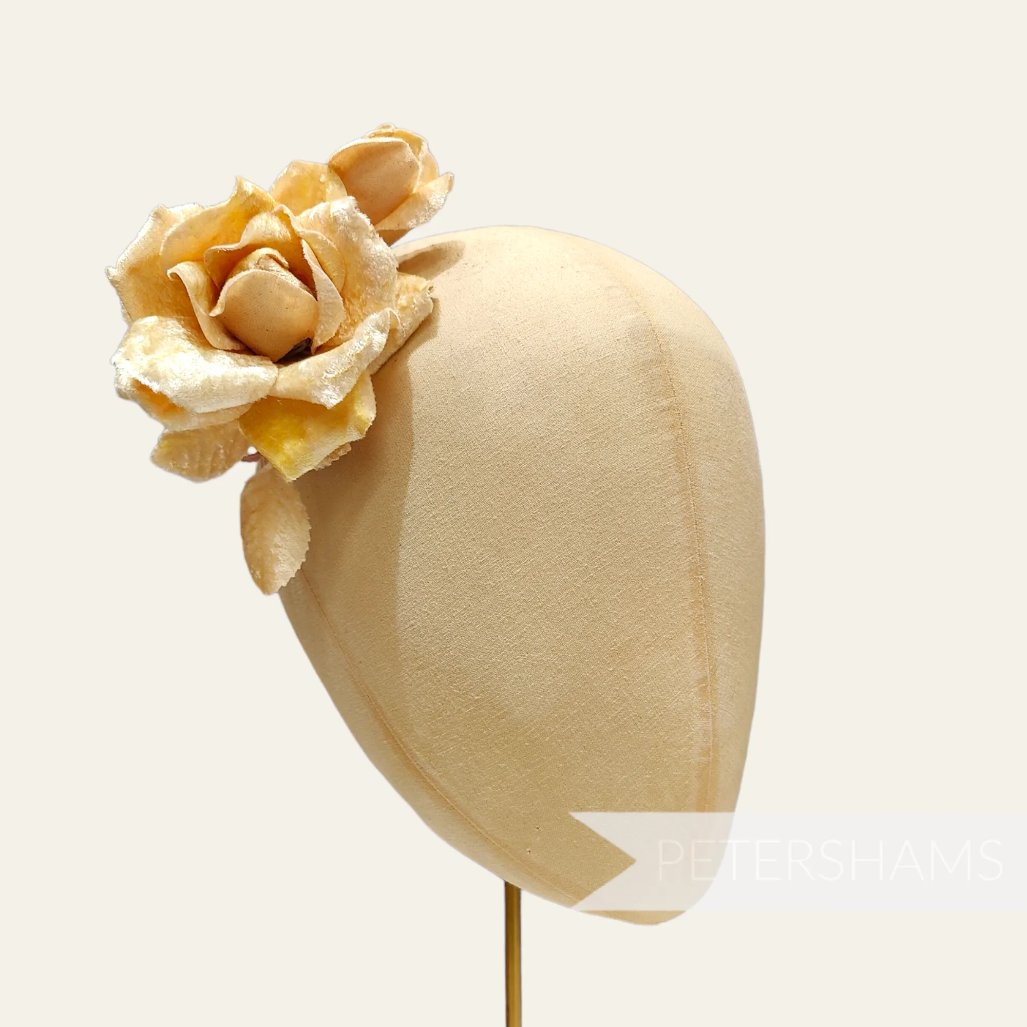 'Harmoni' Velvet Rose Wired Millinery Flower Hat Mount