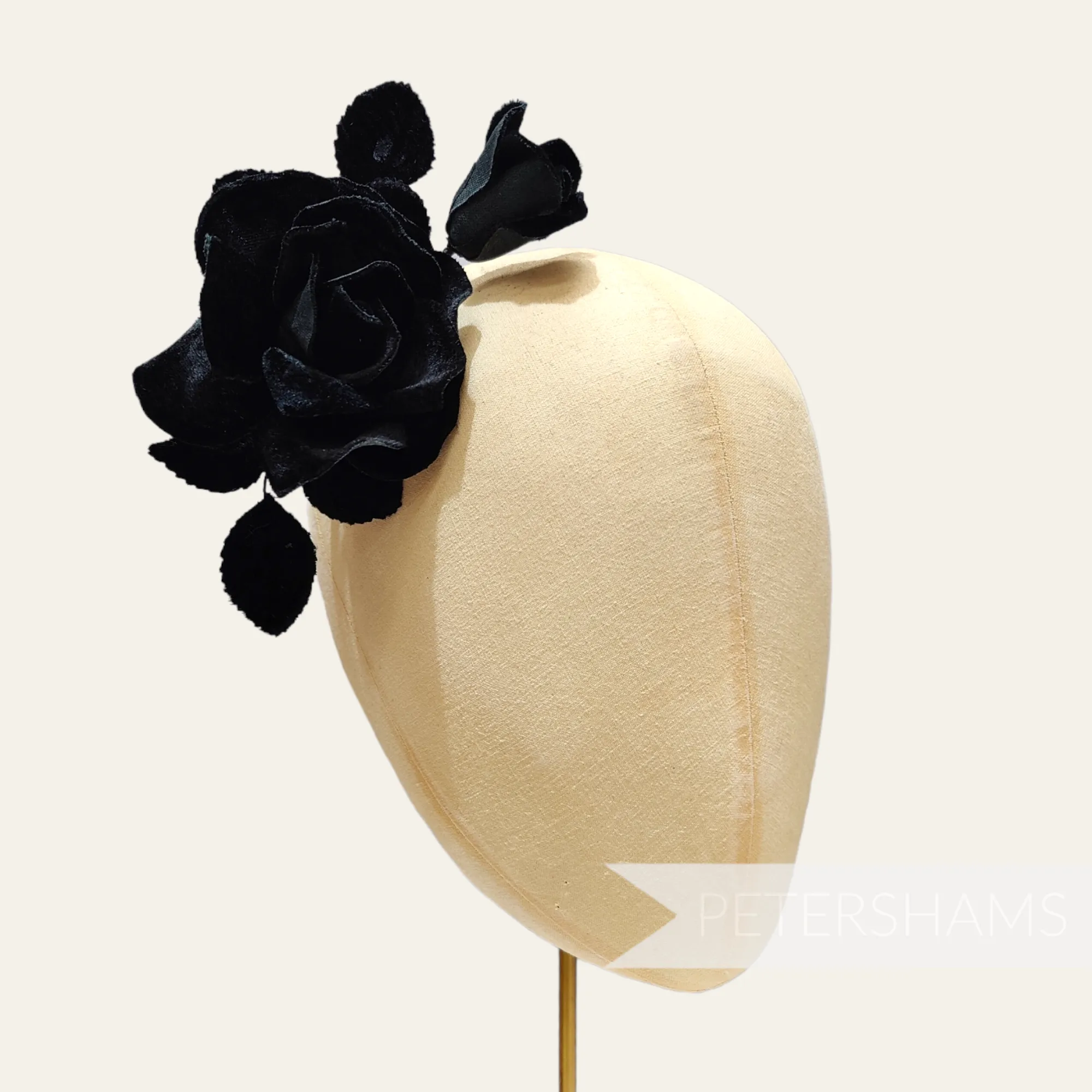 'Harmoni' Velvet Rose Wired Millinery Flower Hat Mount