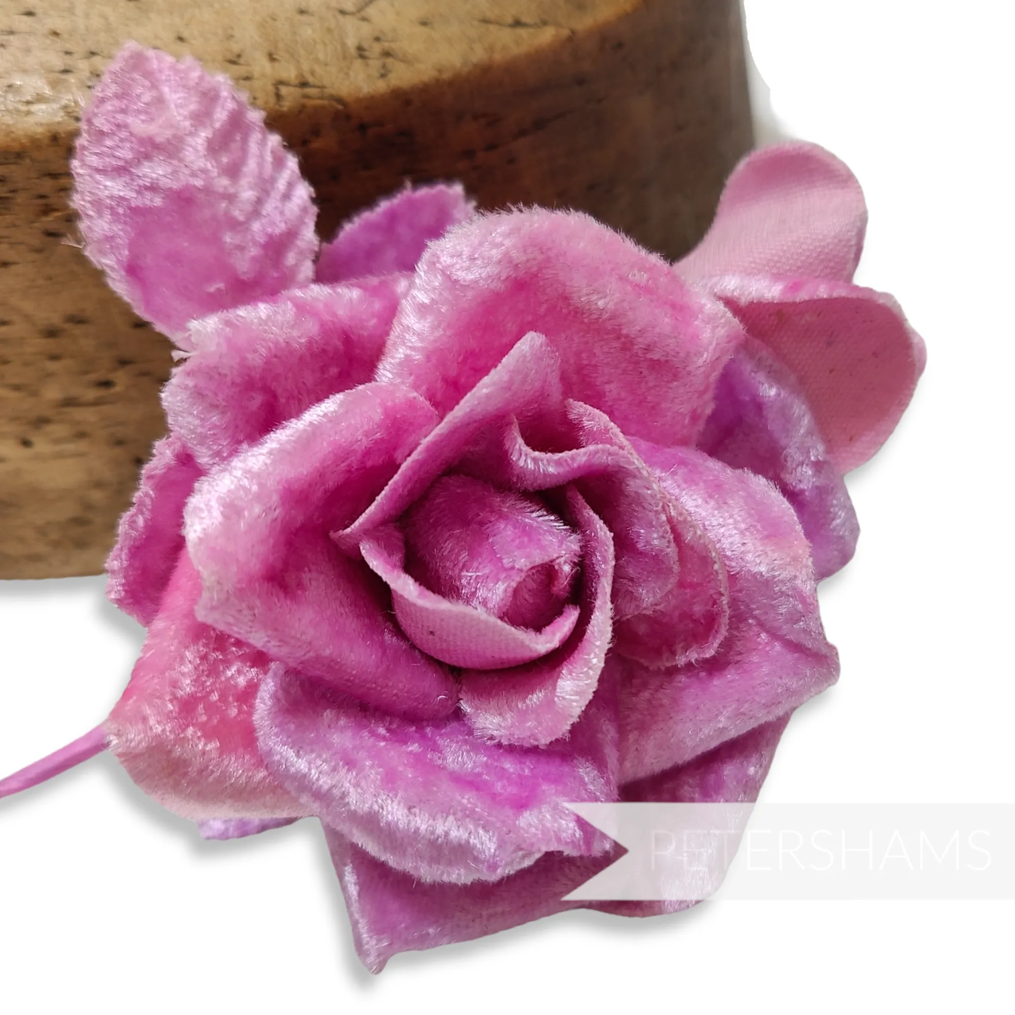 'Harmoni' Velvet Rose Wired Millinery Flower Hat Mount