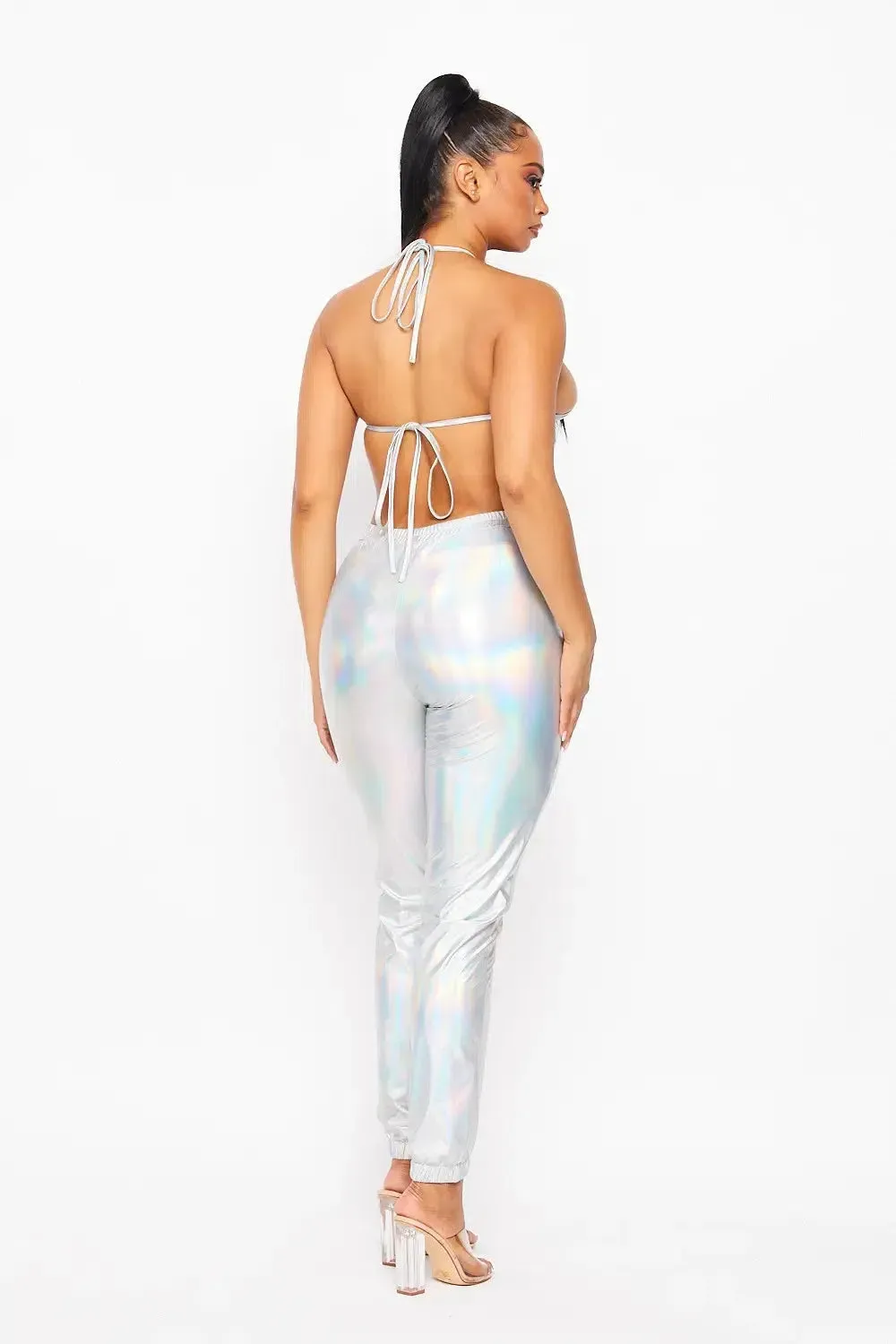 Heard About Me Metallic Foil Bra & Pants Set