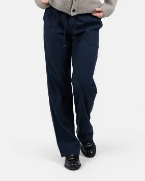 Heavyweight Linen Pants Low Waist Navy