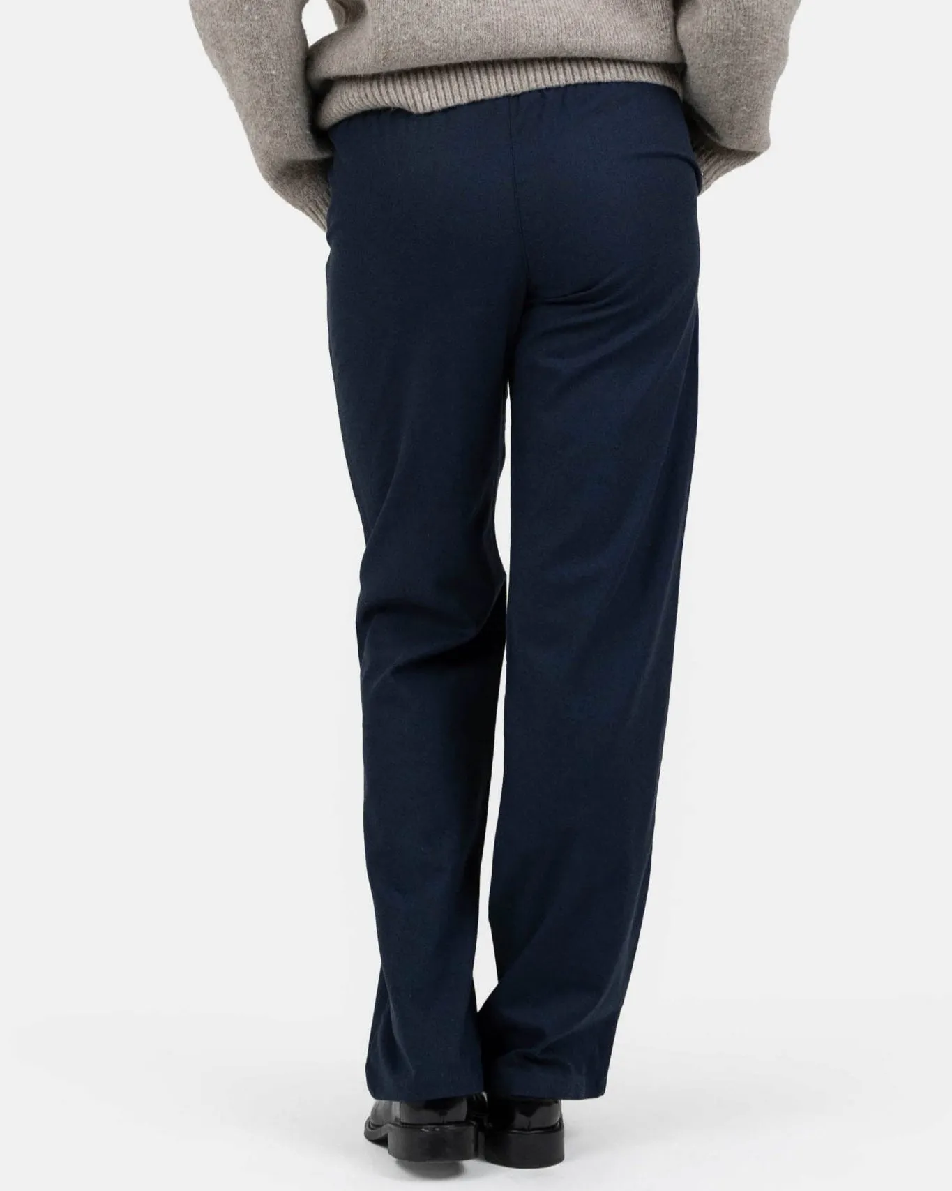 Heavyweight Linen Pants Low Waist Navy