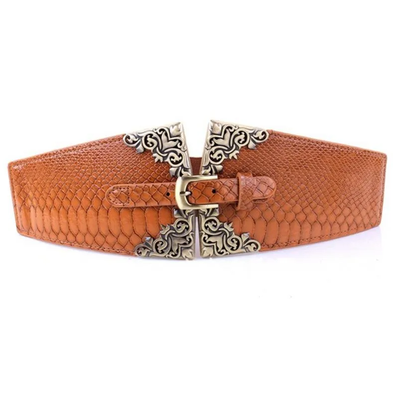 Home Supplies Pin Buckle Women Fashion Elastic Wide Belt Elastic Crocodile Belt