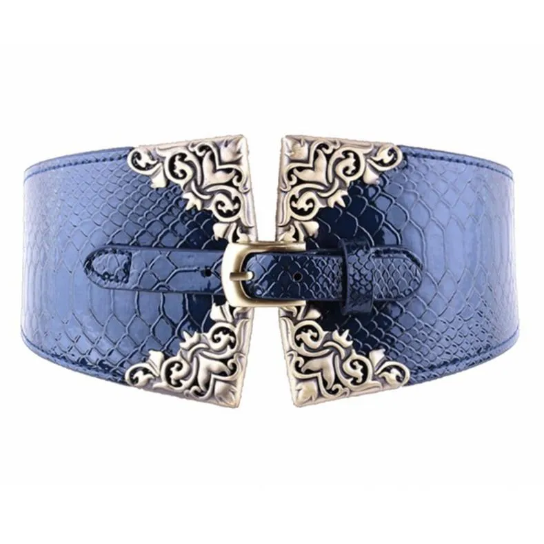 Home Supplies Pin Buckle Women Fashion Elastic Wide Belt Elastic Crocodile Belt