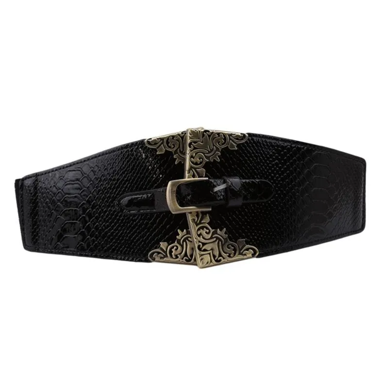 Home Supplies Pin Buckle Women Fashion Elastic Wide Belt Elastic Crocodile Belt