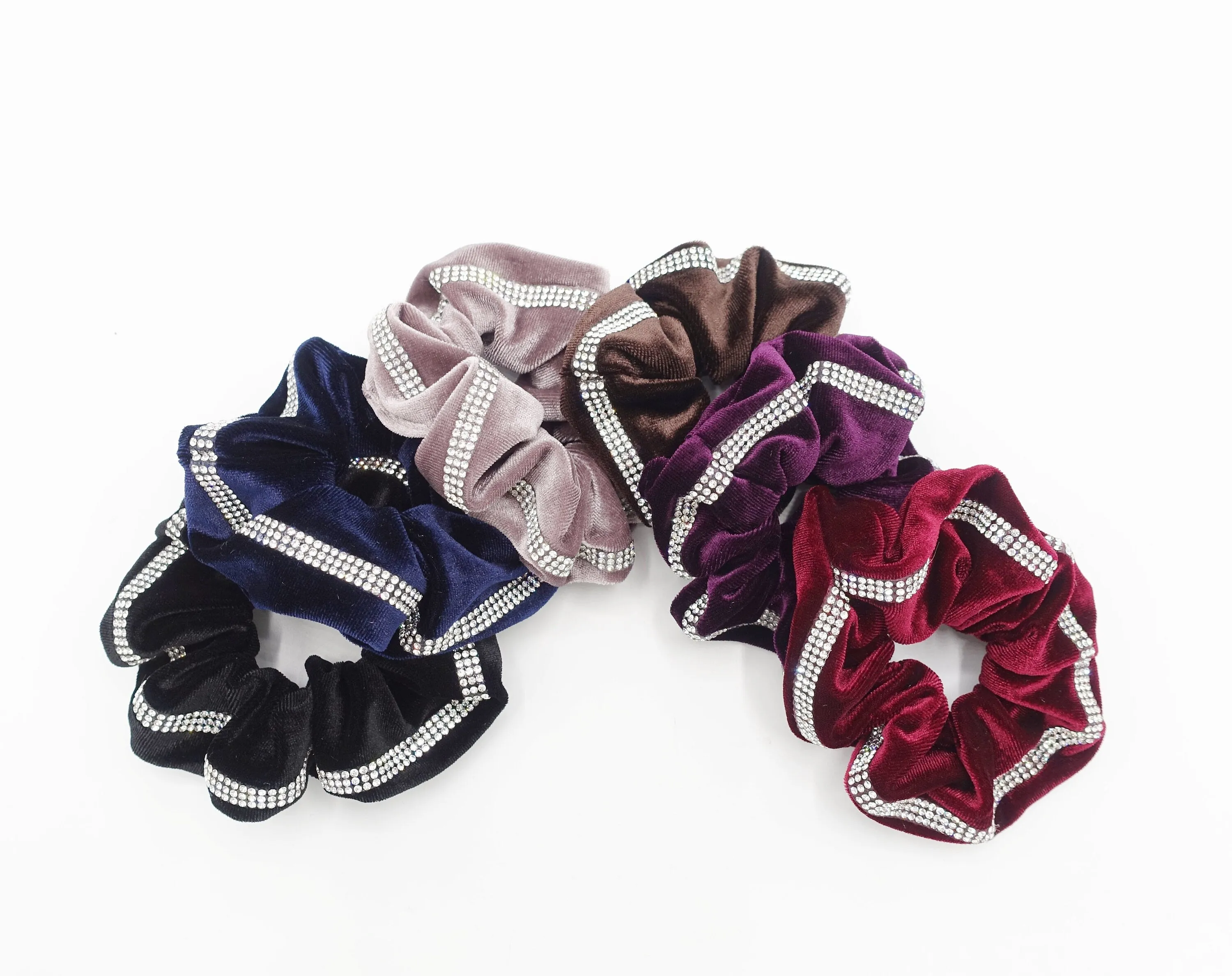 hotfix decorated velvet scrunchies medium scrunchy Fall Winter hair accessory