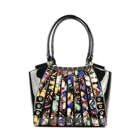 Irina Signature Series II Print-Leather Handbag