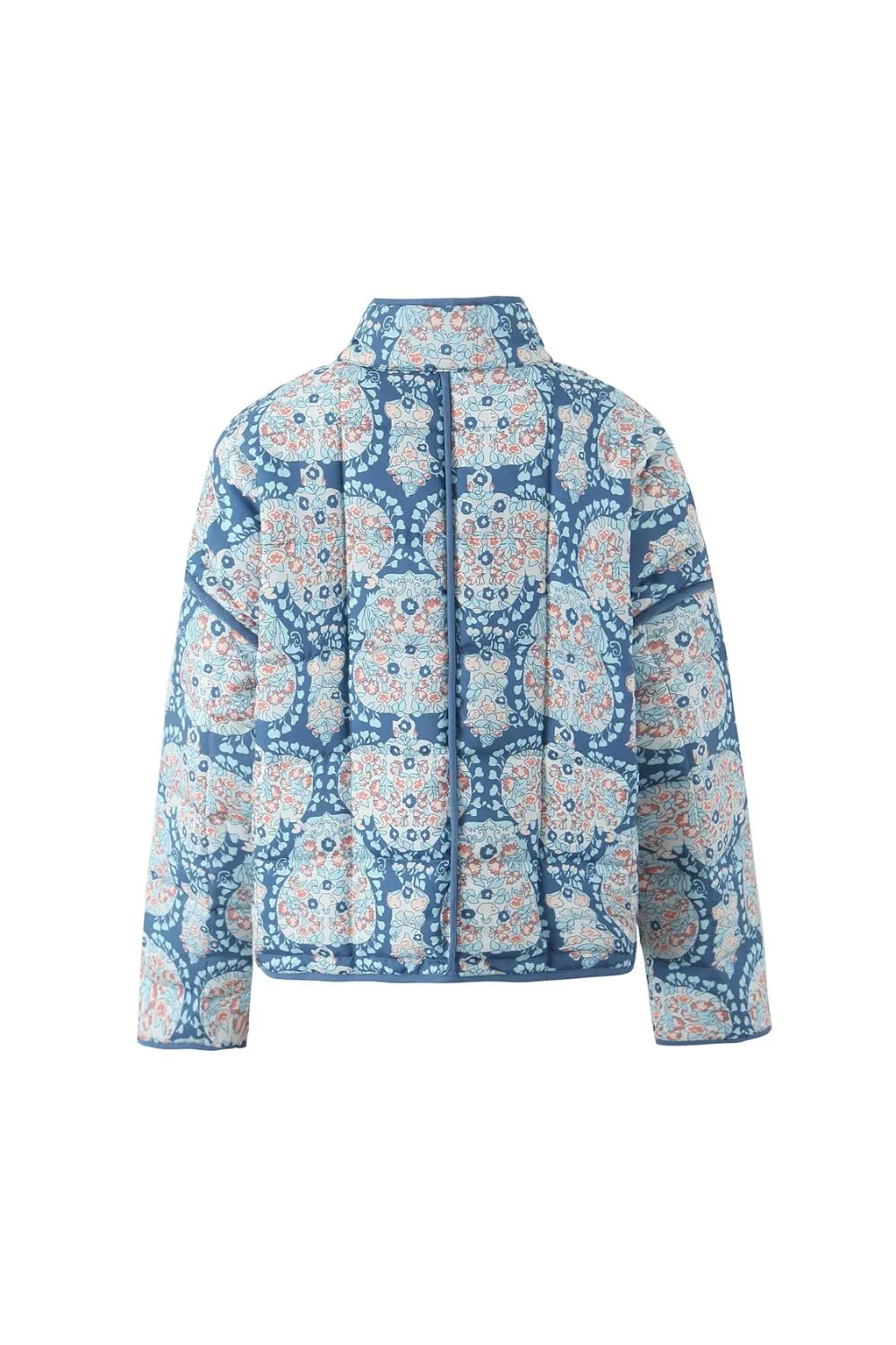 'Jade' Blue Cashew Print Cotton Jacket