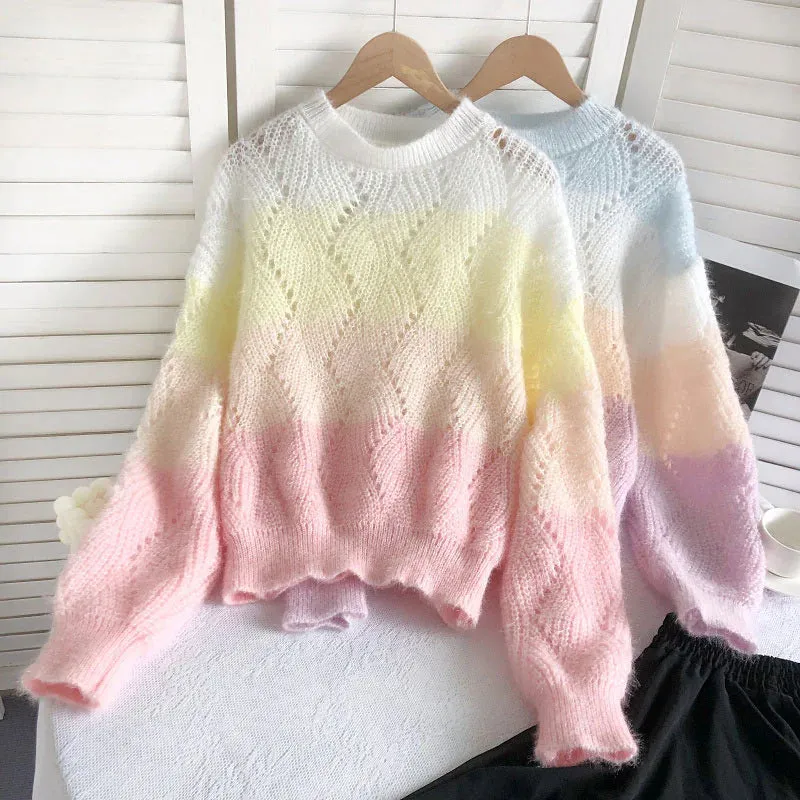 Kawaii Rainbow Striped Sweater AD21141