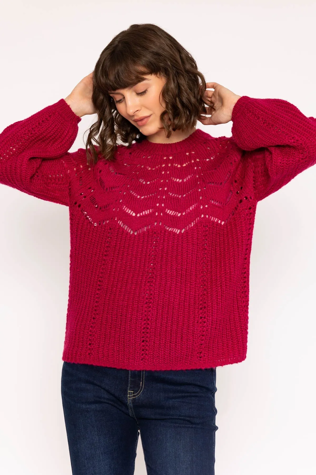 Knit Jumper with Bell Sleeves in Pink