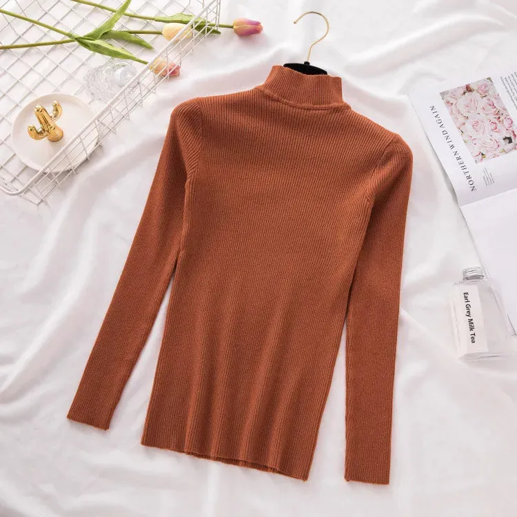 Knitted Casual Turtle Neck Pullover Tops