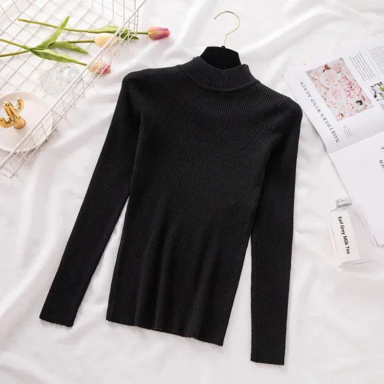 Knitted Casual Turtle Neck Pullover Tops