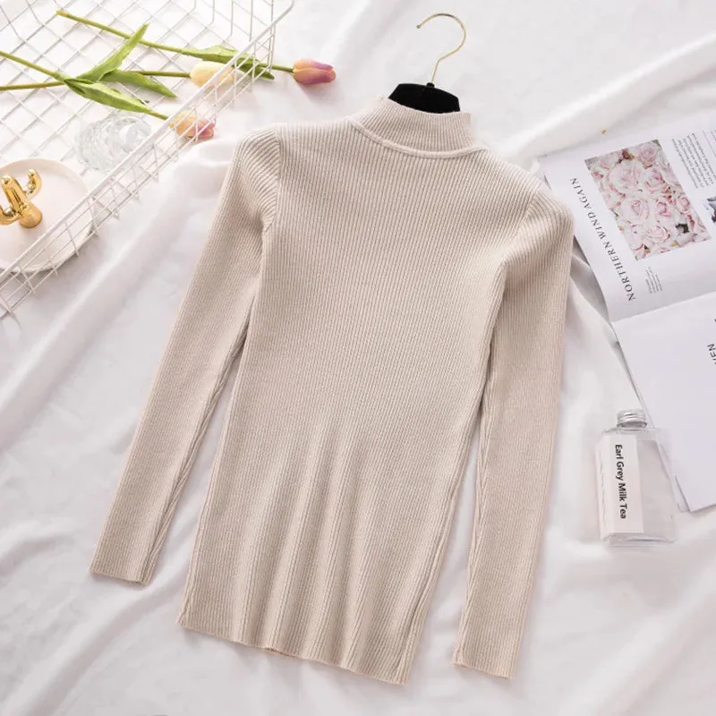 Knitted Casual Turtle Neck Pullover Tops