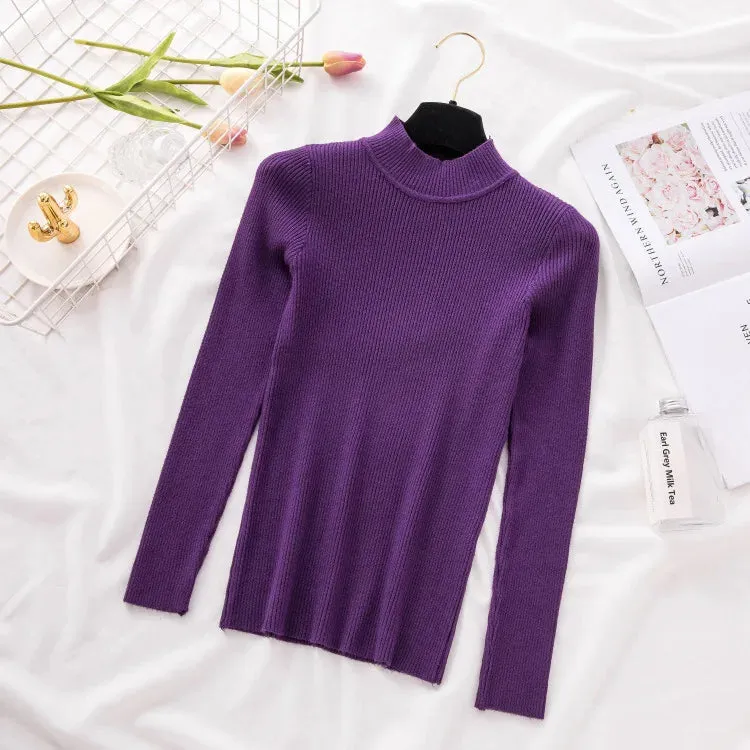 Knitted Casual Turtle Neck Pullover Tops