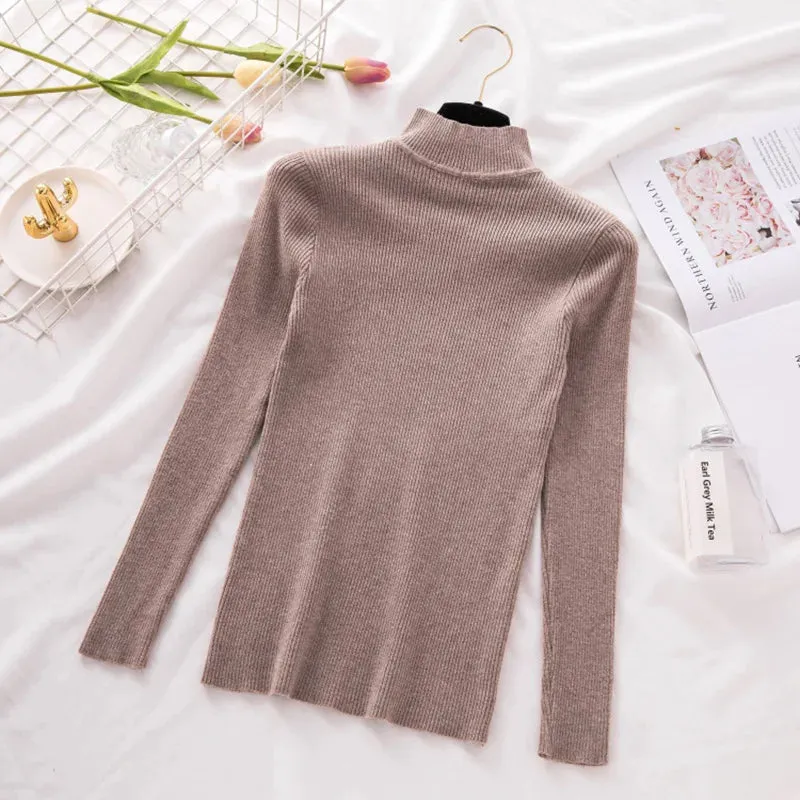 Knitted Casual Turtle Neck Pullover Tops