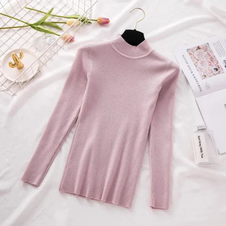 Knitted Casual Turtle Neck Pullover Tops