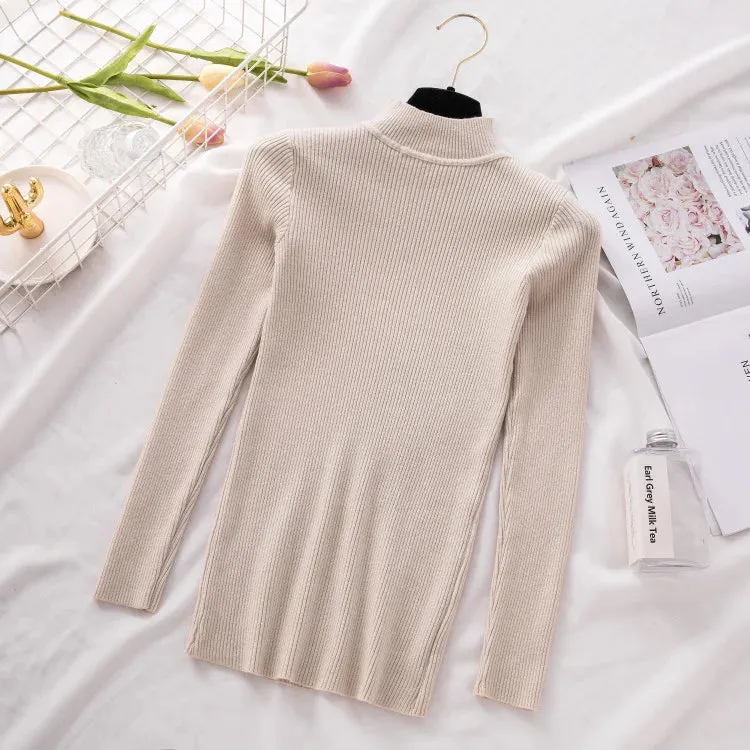 Knitted Casual Turtle Neck Pullover Tops