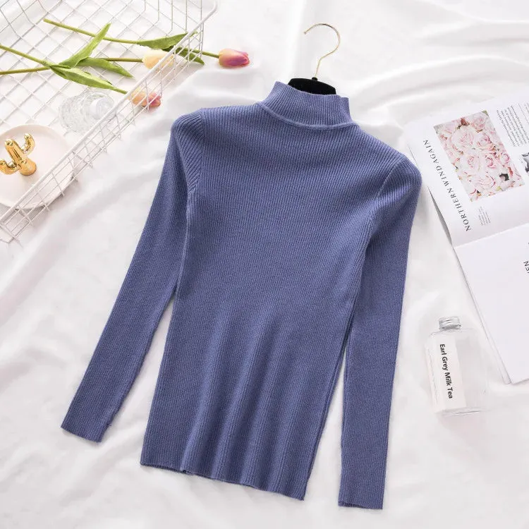 Knitted Casual Turtle Neck Pullover Tops