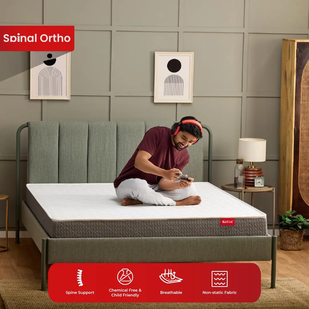 Kurl-On Mattress |Spinel Ortho|Orthopedic Mattress|6-Inch King Size Mattress |78x72x6 Inches Firm Support | Bonded Foam Mattres.