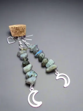 Labradorite earrings with moon detail by JENNY16