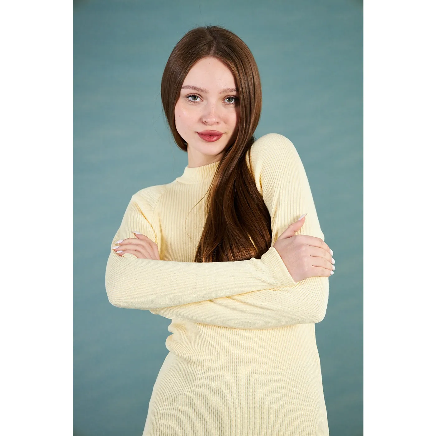 Lemon Ribbed Long Sweatshirt