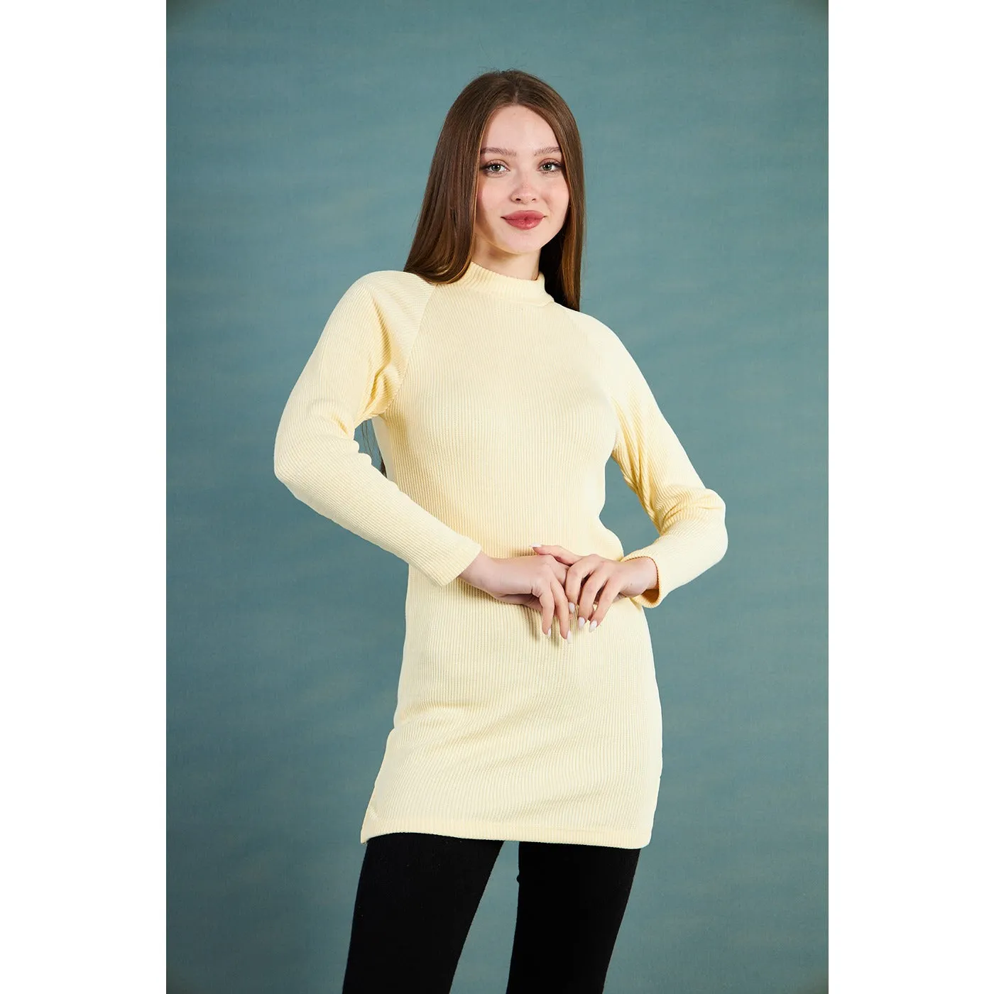 Lemon Ribbed Long Sweatshirt