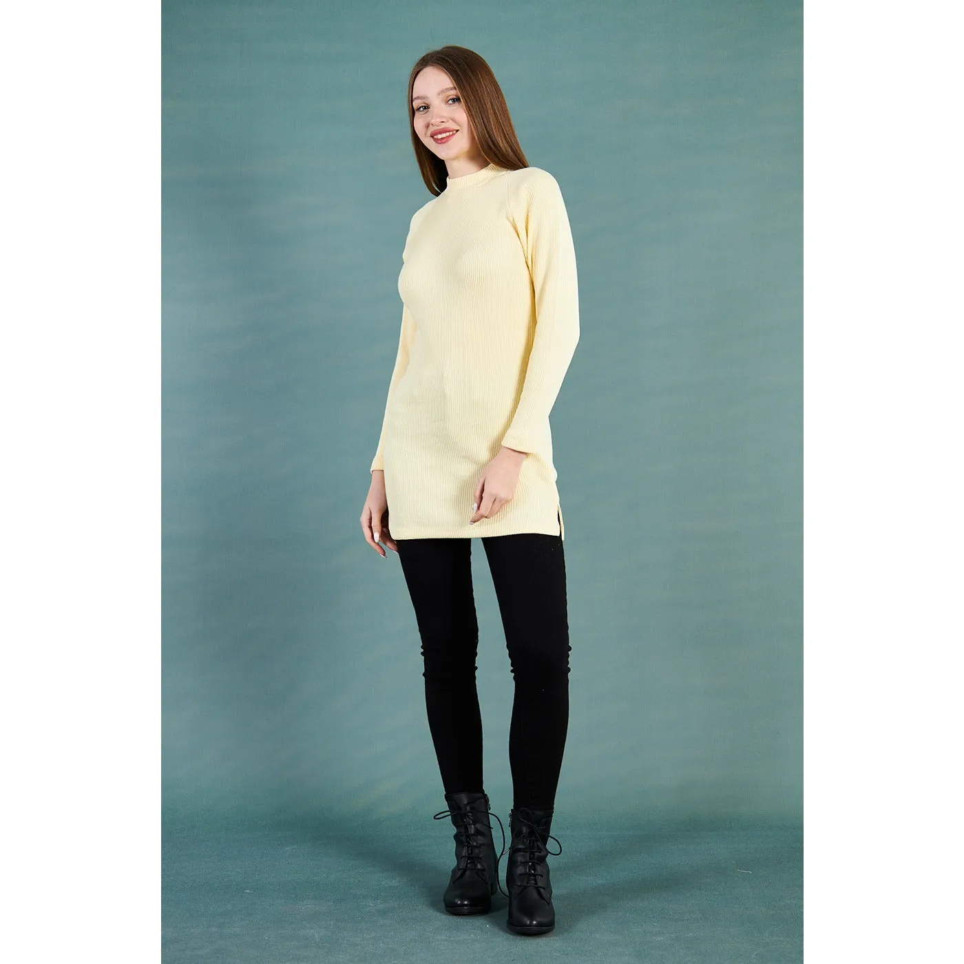 Lemon Ribbed Long Sweatshirt