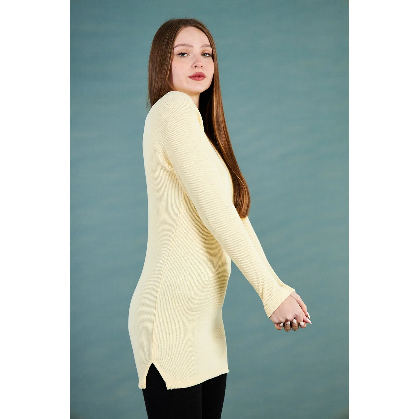 Lemon Ribbed Long Sweatshirt