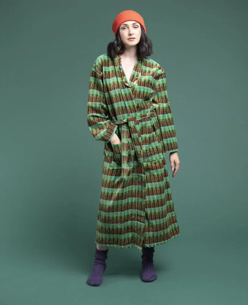 Les Touristes Velvet Dressing Gown Vienna Biscay Green