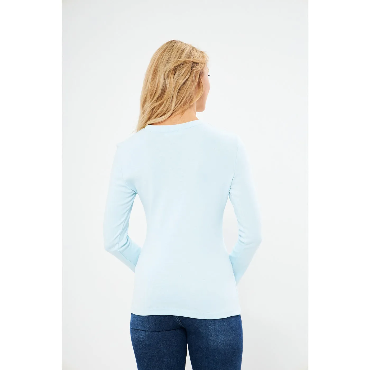 Light Blue Keyhole Rib Top