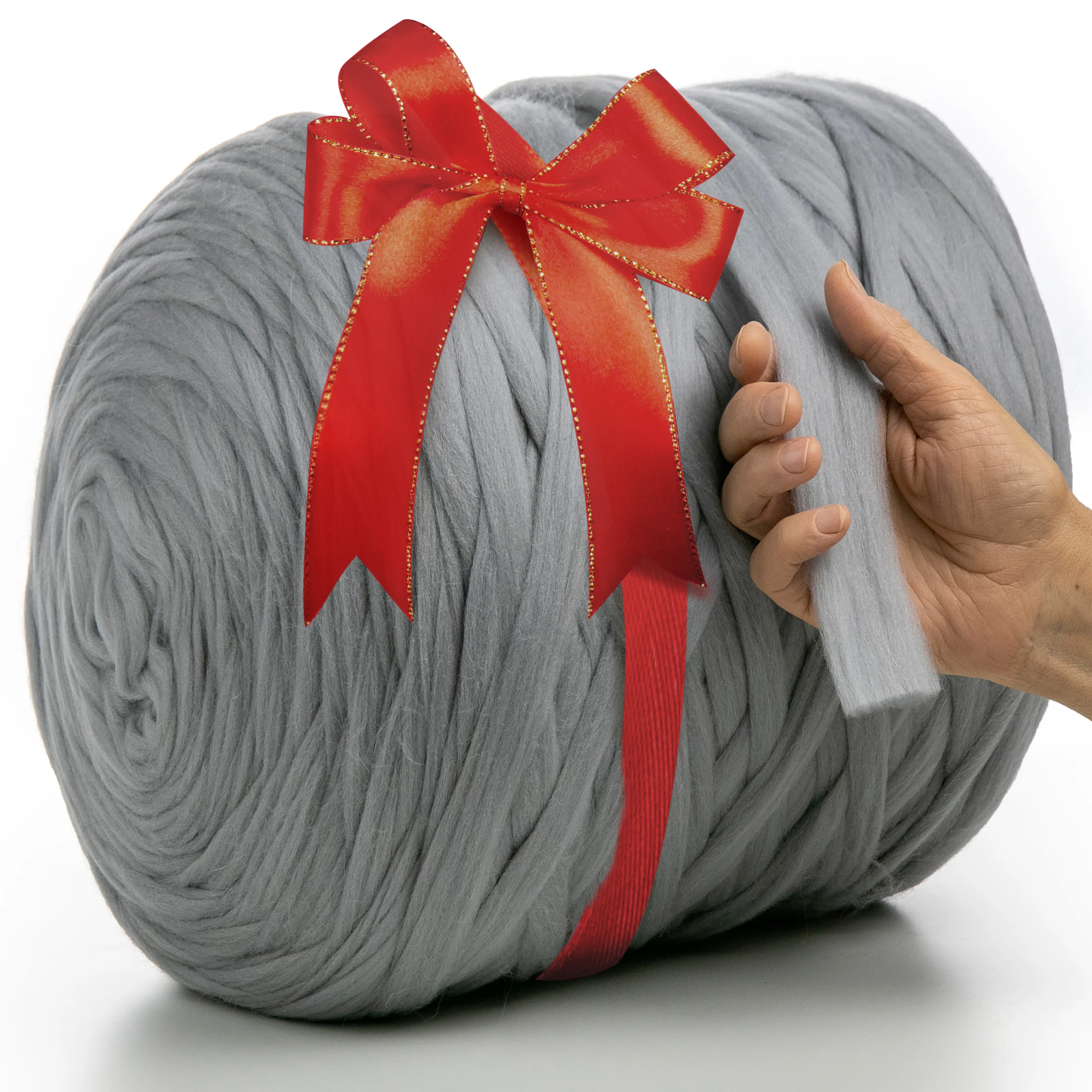 LIGHT GREY CHUNKY MERINO WOOL 2 CM, 23 MICRON