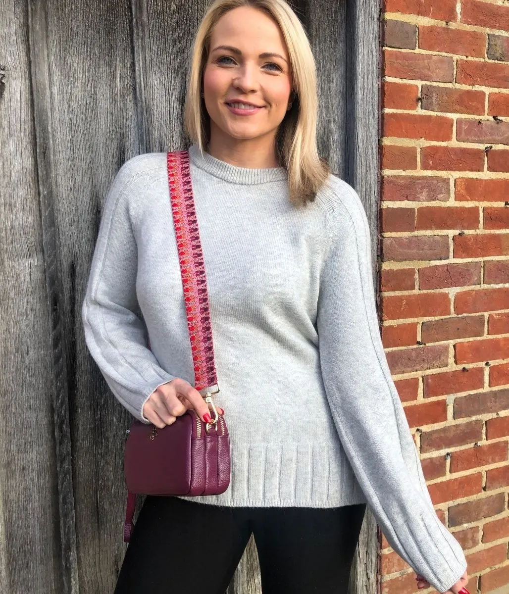 Light Grey Soft Contrast Ribbed Jumper