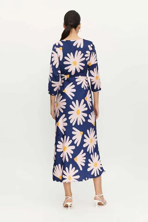 Long Floral Tie Front Dress