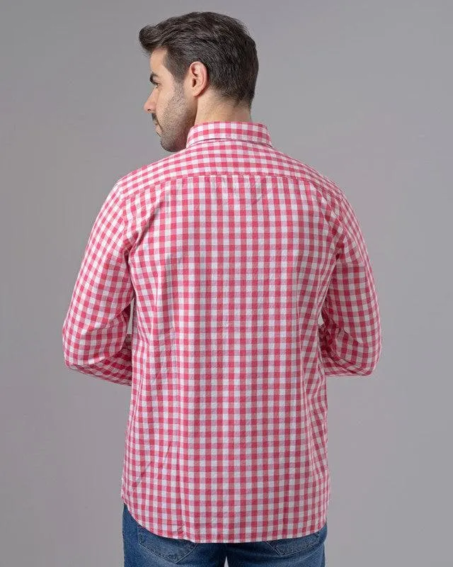 LONG SLEEVE CHECKERED SHIRT - MELON