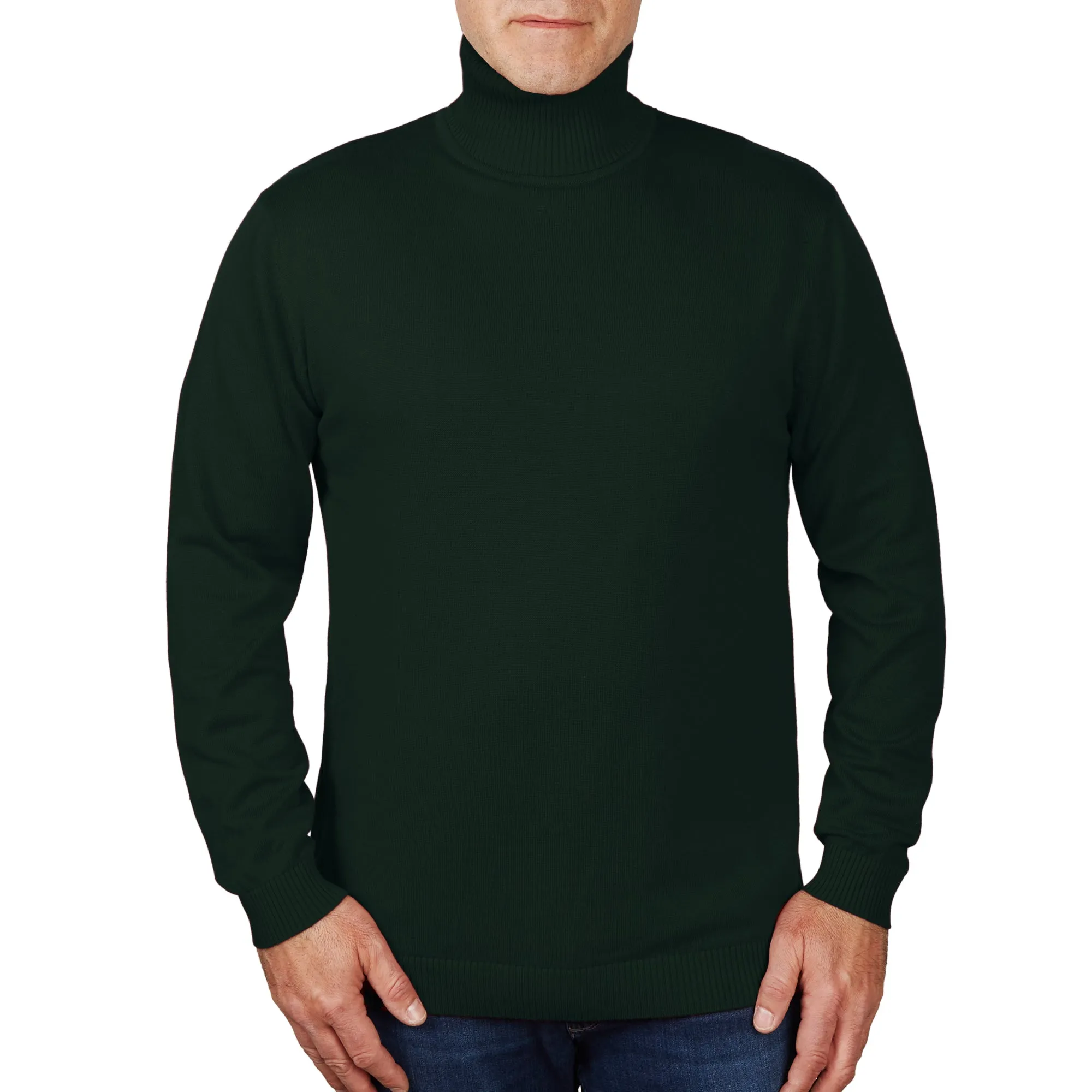 Long Sleeve Turtle Neck Sweater by Lorenzo Franco - Hunter Green