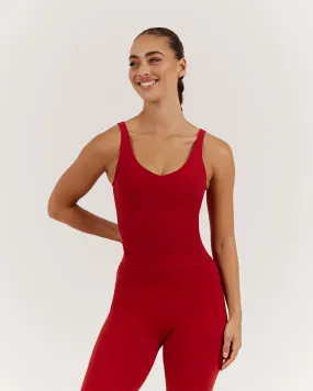 LUXE BROOKE LONGLINE TOP - CHERRY